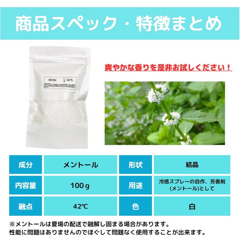 Menthol Crystal, 3.5 oz (100 g), Peppermint Brain with Zipper