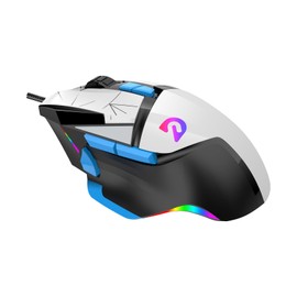 Sokelinn-six Wired Gaming Mouse, 7200 DPI Optical Ergonomic Mice with Programmable Buttons and RGB Lighting for Office or Gamer PC Laptop Computer Use (White)