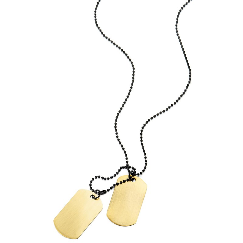 COOLSTEELANDBEYOND Classic Two Piece Men's Dog Tag Pendant and 69