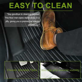 Fullux Floor Mats, Car Mats Compatible with 2015-2024 Ford F150 All Weather Floor Mat, Waterproof Floor Liner, Front Rear Row Full Set Automotive Floor Mats, for Cars Black