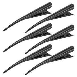 LNQ LUNIQI Pack of 6 Metal Duckbill Hair Clips, Large Hair Clips, Hairdresser Hair Clips, Black Hair Clips, Duck Beak, Women's Thick Hair Accessories for Everyday and Hairdressing Salon