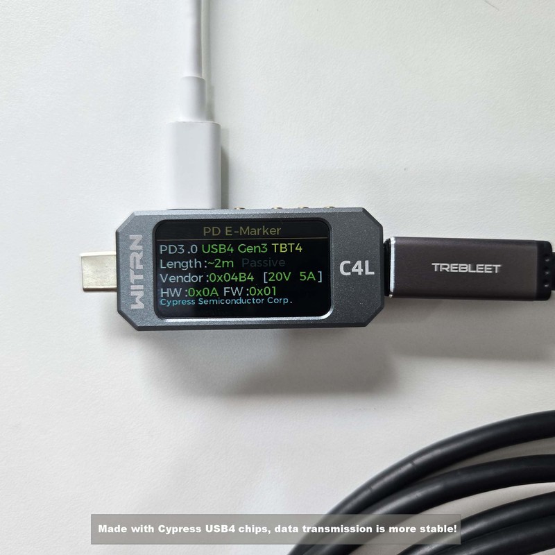 TREBLEET 6.6ft USB4 Cable (40Gbps), Compatible with Thunderbolt 4 &