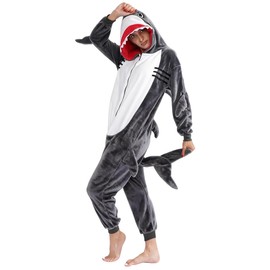 vavalad Adult Shark Onesie Pajamas Unisex Cosplay Costume Women and Men