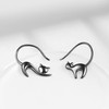 Cat Earrings Sterling Silver Black Cat Earrings Pull Through Animal