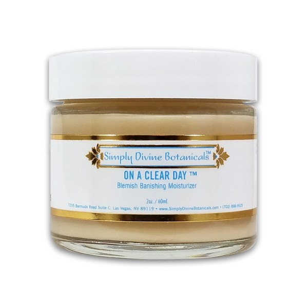 Simply Divine Botanicals On A Clear Day Blemish Banishing Moisturizer for Acne-Prone Combination Skin, 2oz