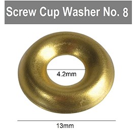 TERF® 100 Pcs Brass Plated Screw Cup Washer Size No. 8 Countersunk Screw Surface Finishing Cup Washers Gauge Size No. 8g