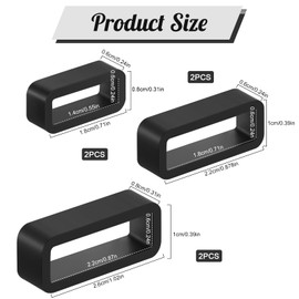 Kenning 6 Pcs Watch Bands Loops, Black Silicone Watch Strap Retainer Holder Loop Replacement Band Fastener for Smart Sport Watches Clasp Wristband Replacement (14/18/22mm,Square)