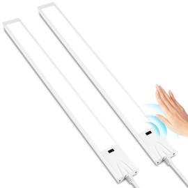 16 Inch Under Cabinet Lights with Hand Wave, 2 Pack Under Counter Light with Dimmable and Colour and Brightness Adjustable Over The Sink Lighting,LED for Kitchen Cabinet with Wire and Plug, Cupboard