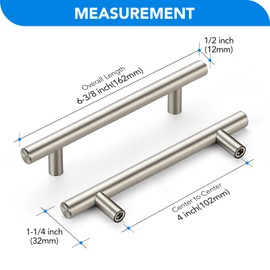 HOME EDIT Brushed Nickel Cabinet Handles 4 Inch Hole Spacing, Stainless Steel Drawer Pulls for Cabinets, Kitchen, Bathroom, Dresser 5 Pack
