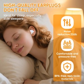 LKbeuuu Soft Silicone Moldable Ear Plugs - 12 Pack Reusable, Noise Reduction for Sleeping, Snoring, Swimming, Study, Travel, Concerts - 32dB NRR, White