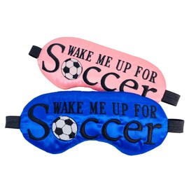 Wake me up for Soccer Sleep Mask. Sleep Mask for Boys and Girls. Kids Sleep Mask. Embroidery Sleep Mask. Sleepover Party Mask. Birthday Gift (Soccer Mask (PINK) Yes/Gel)