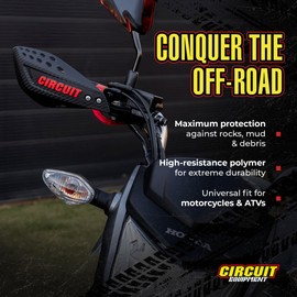 CIRCUIT EQUIPMENT - Vector Universal Motorcycle Handguards - High-Strength Polymer with Ergonomic Design for Comfort and Protection - Ensures Durability and Style in Any Weather - Carbon/Yellow