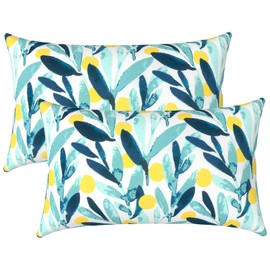 LVTXIII Outdoor/Indoor Lumbar Pillow Cases ONLY, 12” x 20” Patio Garden Decorative Lumbar Pillow Covers All Weather Lumbar Cushion Covers for Home Garden Sofa Use, Leaves Multi