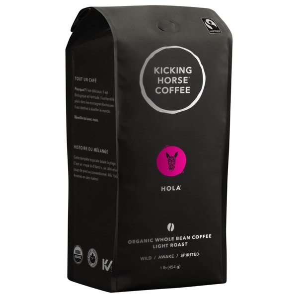 Kicking Horse Coffee, Hola, Light Roast, Whole Bean, 1 lb - Certified Organic, Fairtrade, Kosher Coffee