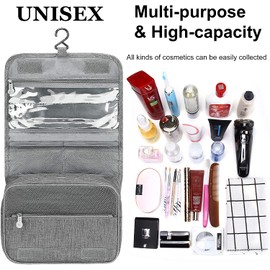 Acopton Portable Hanging Travel Toiletry Bag for Men and Womens Waterproof Bathrooom Shower Bag Multifunctional Cosmetic Makeup Organzier (Gray)