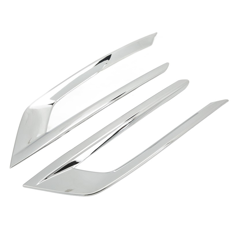 2PCS Front Fog Light Trim Silver Decoration Anti Fading Exterior