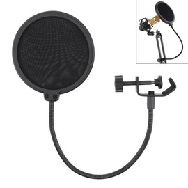 Microphone Pop Filter Cover for Mic Windscreen Metal Isolation Shield for Vocal Recording Black - axGear
