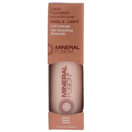 Mineral Fusion Full Coverage Foundation, Liquid Foundation - Cool 2- Light Complexion w/Cool Undertones, Lightweight Matte Finish, Up to 12 Hr Hydration, Hypoallergenic & Vegan, 1 fl. Oz