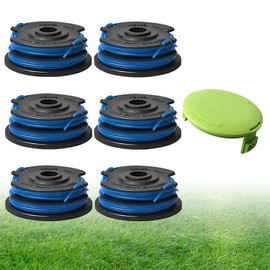 29242/29082 Trimmer Replacement Line Compatible for Greenworks 21212 and 21272, 27ft 0.065", 6-Line Spool + 1 Cap
