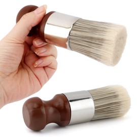 Salve Brush for Furniture,2Pcs Wood Furniture Brush with Comfortable Handle,Leather Cleaning Brushes with Soft Nylon & PET Bristles,Salve Wax Brushing Tool for Home Leather,Brown