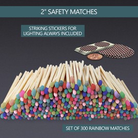 2" Colorful Matches with Strikers | 300 Rainbow Small Safety Matchsticks with Striking Pads by Thankful Greetings | Great for Gifts & Candle Lovers | A Decorative Unique Candle Lighting Accessory