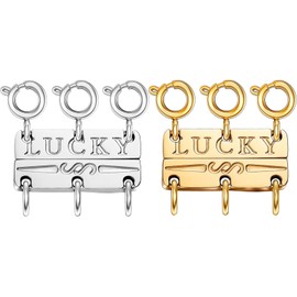 Dailyacc Lucky Necklace Layering Clasp 18K Gold and Silver Multiple Necklace Clasps for Layered Look Separator