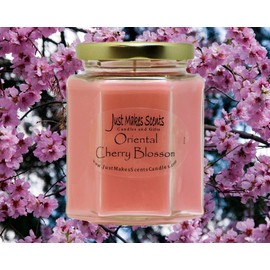 Oriental Cherry Blossom Scented Blended Soy Candle by Just Makes Scents