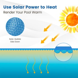MEDIMALL 16 ft x 32 ft Rectangle Solar Pool Cover, Heavy-Duty Solar Pool Heater with Bubbles for In-Ground & Above-Ground Swimming Pools, Heat Retaining Solar Cover (Blue, 16 FT x 32 FT)