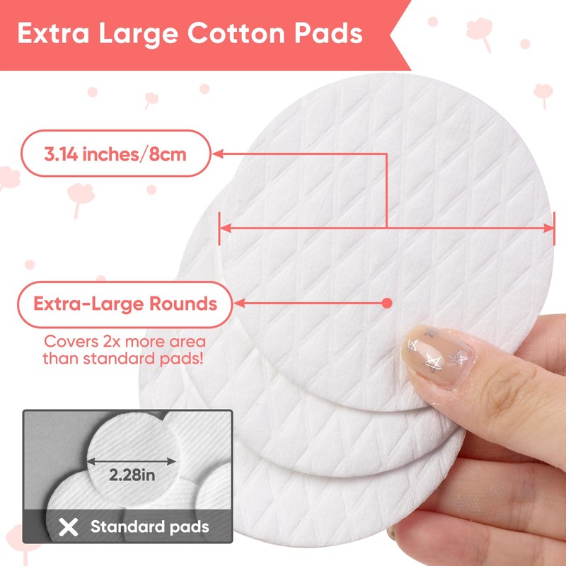 ICOTLE Extra Large Cotton Rounds, Diameter 3.14", 100% Pure Cotton