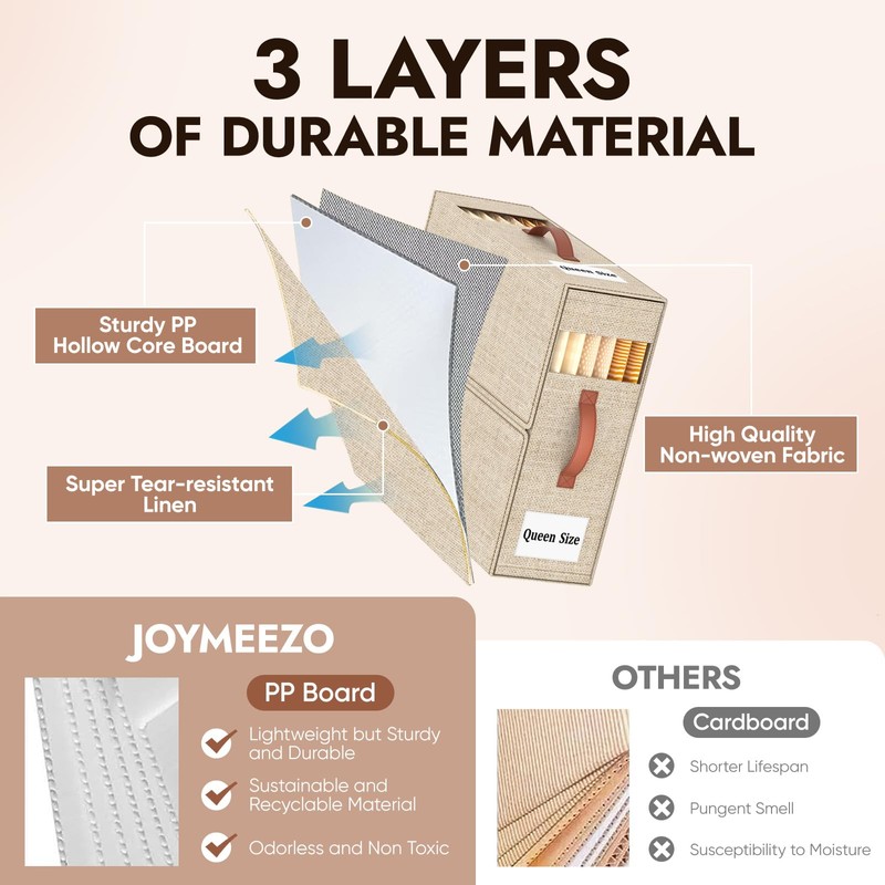 Joymeezo 4 Pack Ivory Bed Sheet Organizer, Bedding Sheets Set