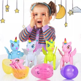 4 Pack Prefilled Easter Eggs with Toys 4 3/8" Plastic Colorful Filled Eggs Gifts