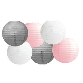 Paper Lanterns Mix Color Packs of 6 Round Paper Lanterns Lampshade Party Decorations (Baby Pink Shade, 6" (15 Cm))