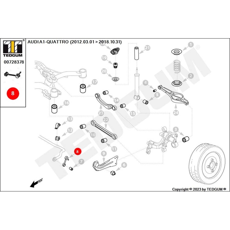 TEDGUM 00728378 Stabiliser Attachment Rear Left / Right