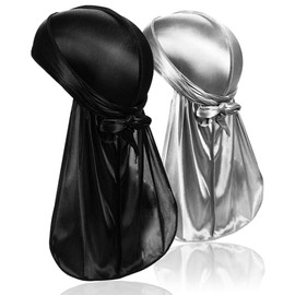Pack of 2 Silky Durag for Men, Premium Satin Do Rags Doo Rags with Long Tail for 360 Waves
