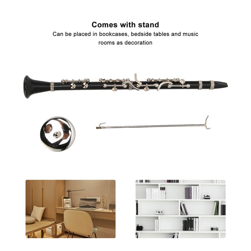 Miniature Clarinet Replica with Stand and Case Musical Instrument Model