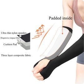 Topeter Volleyball Arm Sleeve for Women & Men, Arm and Wrist Protection with Thumb Hole, Protect Arms Sting 1 Pair Black M