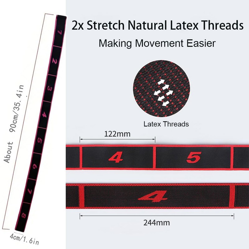 2PCS Fitness Resistance Band for Stretching and Yoga (8 Grids)