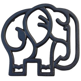 Elephant Cast Iron Trivet for Hot Pots & Kitchen & Dining Table, Elephant Gifts & Decor, Metal Wall Art, 2 or More for Set, Black, 6.6 x 6.1 Inches