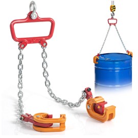 55 Gallon Drum Lift, 2200 lbs Load Capacity, Chain Drum Lifter for 30–55 Gallon Steel Drums, Improved Hook Design Drum Lifting Hook for Forklift Crane Hoist