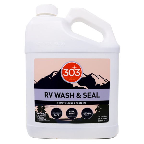 303 RV Wash & Seal - Clean, Streak-Free Finish, pH Neutral with High Foaming Formula, Provides A Deep Gloss Finish on RVs, Campers, Pop-ups, and Motorhomes, 1 Gallon (30240)
