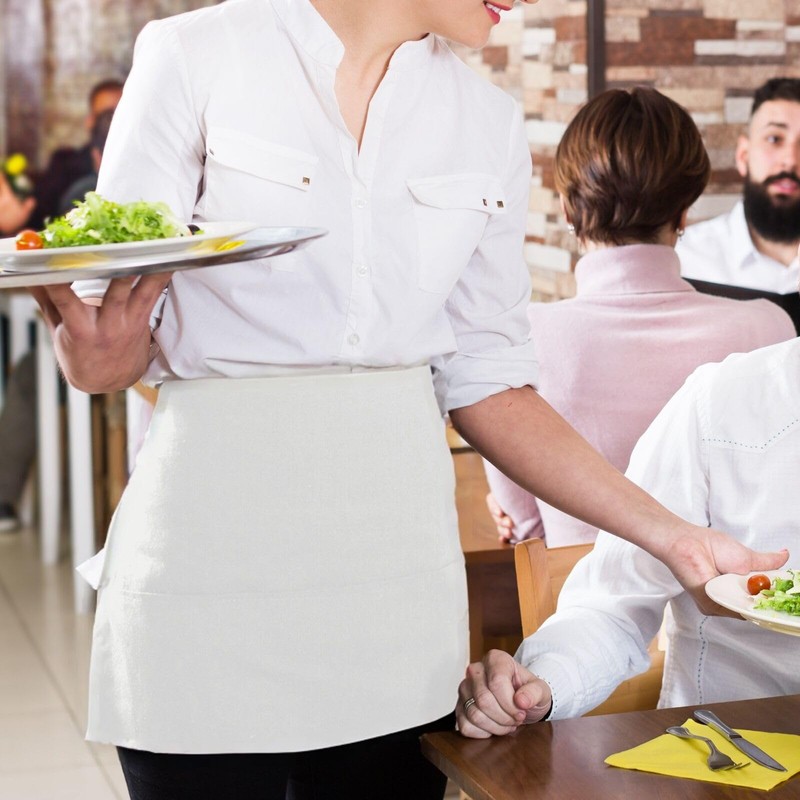 ARBINSON Long Server Apron with 2 Pockets, Extra Long Tie,