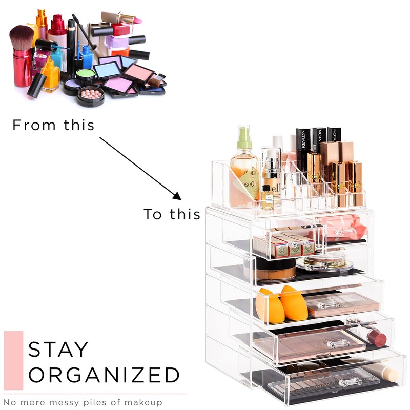 Sorbus Acrylic Makeup Organizer Set, 6-Drawer Vanity & Countertop Cosmetic