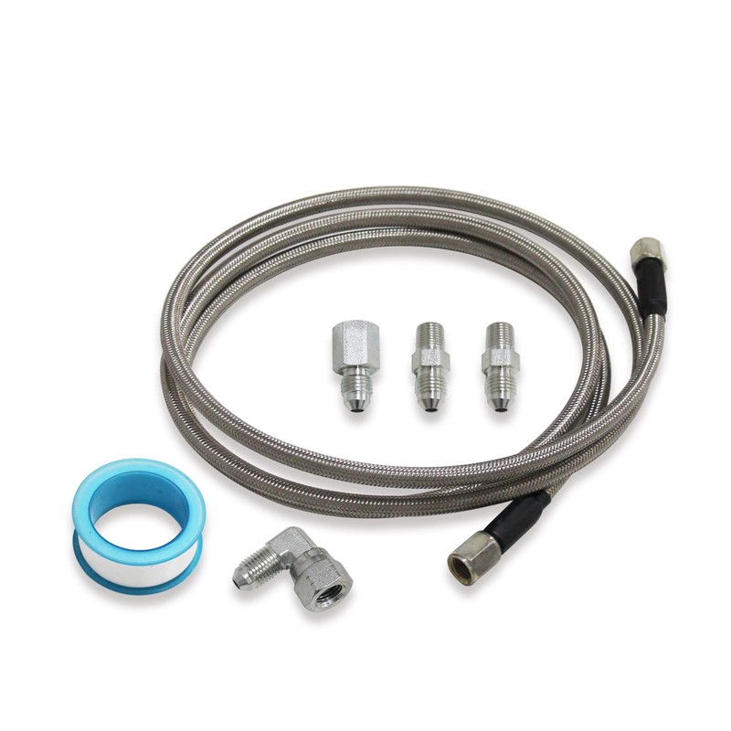 Steel Braided Turbo Oil Feed Line -4AN, Pressure Stainless Remote