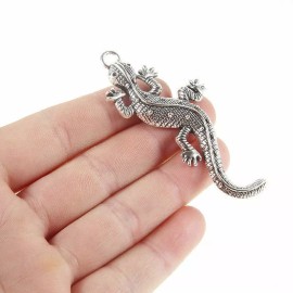 Fashion Jewelry XTRA large LIZARD ANIMAL SALAMANDER pendant 20" Sterling Silver 925 necklace men