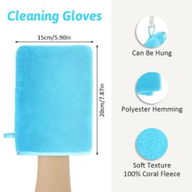 HOTUT Terry Cloth Wash Gloves, Set of 4 Wash Gloves, Face Cloth, Wash Mitts Made of Coral Velvet, Reusable Makeup Remover Gloves, Soft Face Glove, 20 x 15 cm