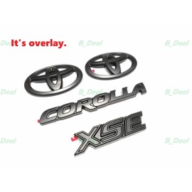 Toyota New Matte Black EMBLEM OVERLAYS Fit 2020-2024 TOYOTA COROLLA XSE PT948-02202-02