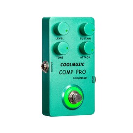 Coolmusic C-CS01 Compressor Pedal, Comp Guitar Pedal Compression Effect Electric Guitar and Bass True Bypass