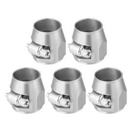X AUTOHAUX 5 Pcs AN8 Hex Car Hose Finisher Pipe Clamp with Screw Silver Tone
