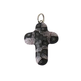 Murano Glass Cross Pendant Approx. 3 x 2 cm Black/Grey