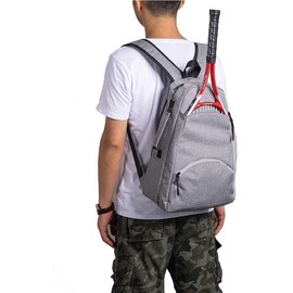 QEES Tennis Racket Bag, Tennis Backpack, Large Capacity Tennis & Racquet Sports Duffle Bag, 36L Racket Holder Equipment Bag for Tennis, Racquetball, Squash (Grey)